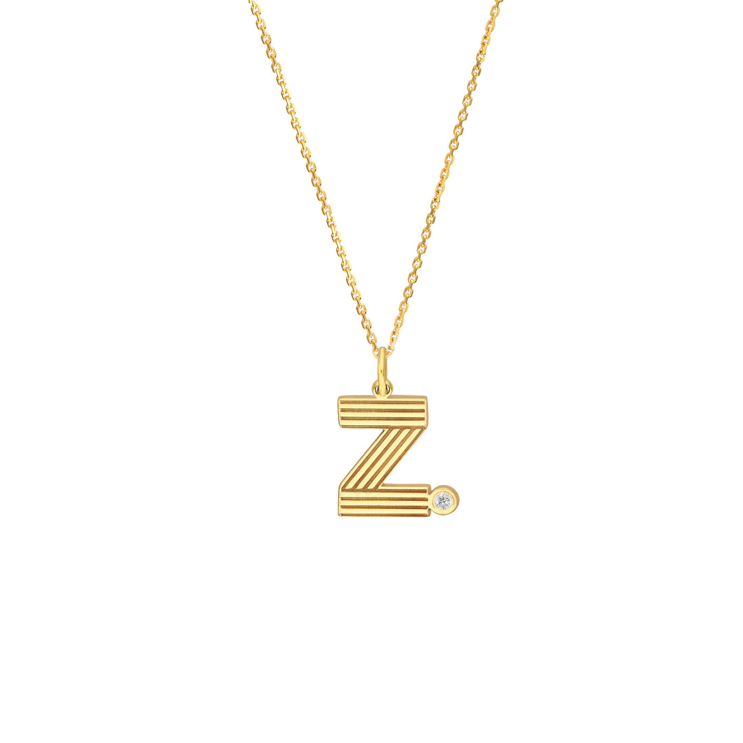 Block Lined Initial Z with Diamond Necklace