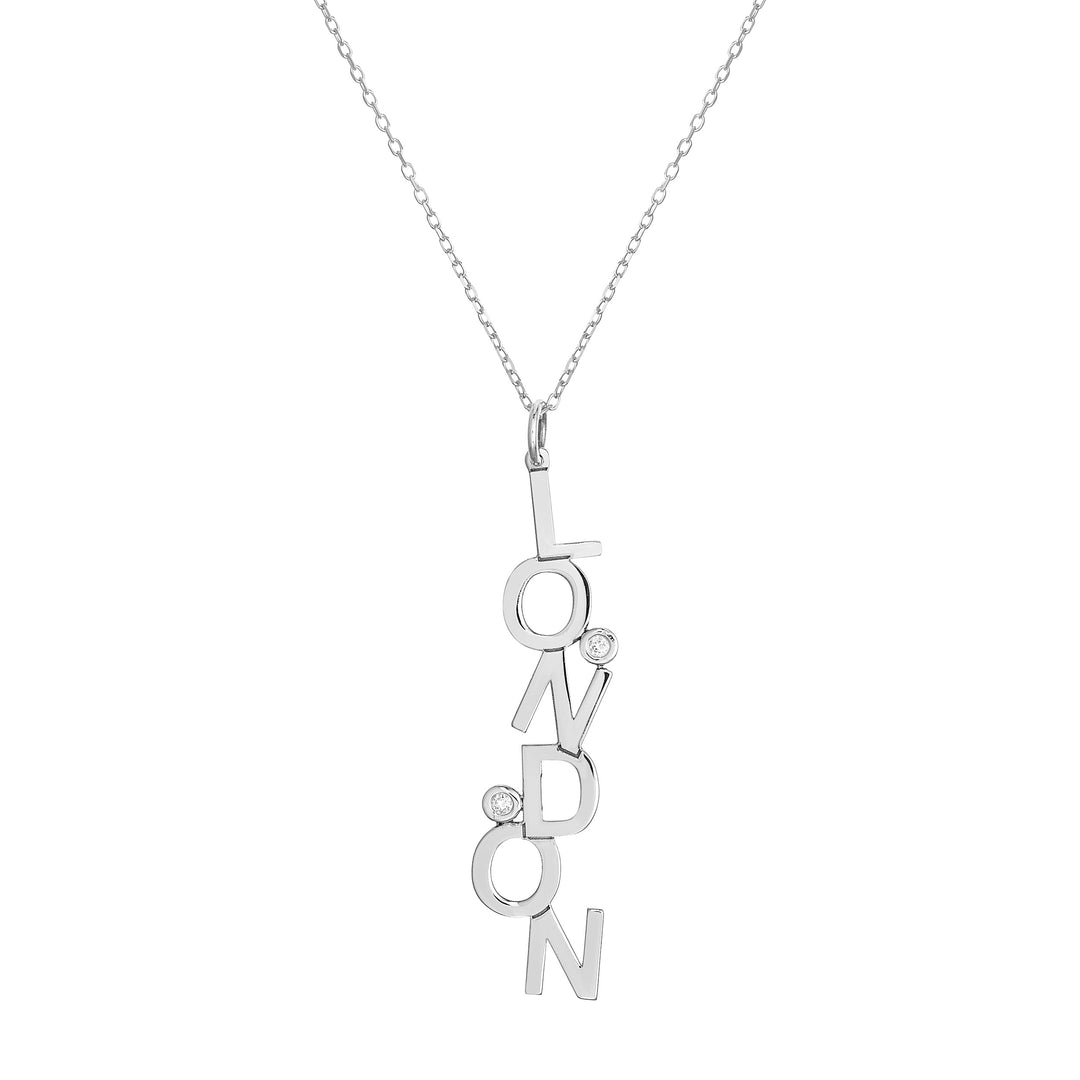 Dancing Block Letters Diamond Bezel Necklace