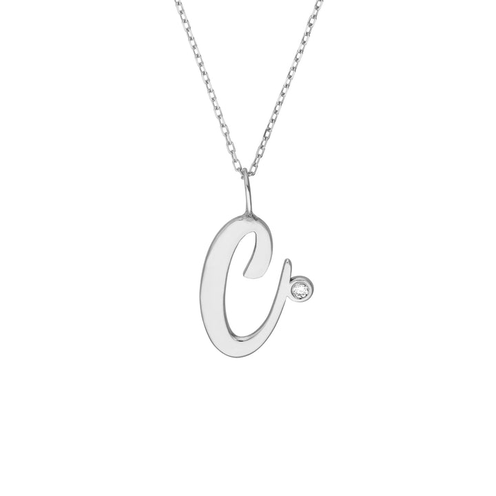 Script “C” Initial with Diamond Bezel Necklace