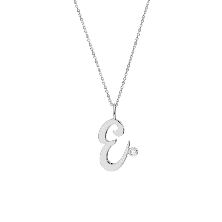 Script “E” Initial with Diamond Bezel Necklace