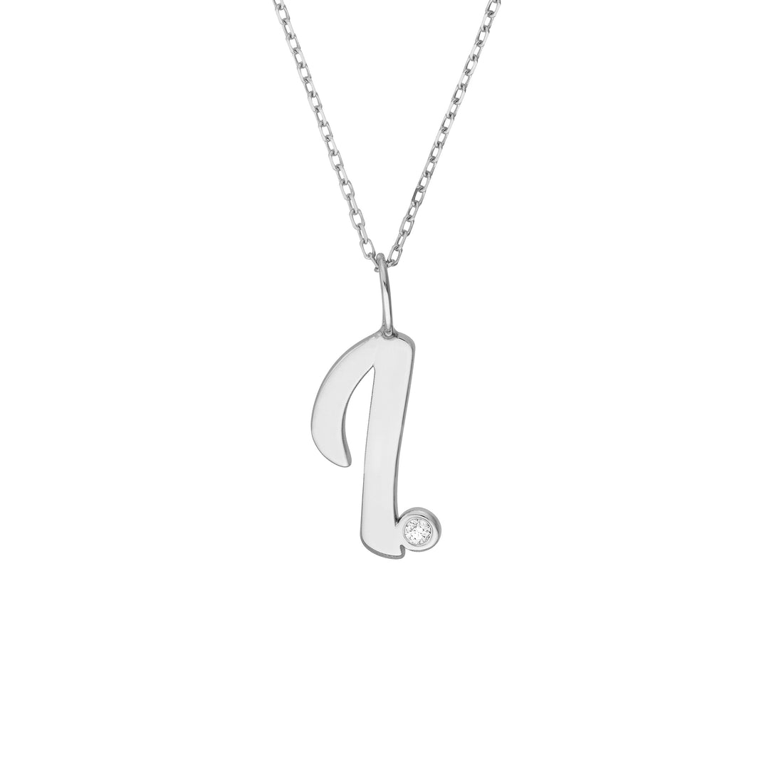 Script I with Diamond Bezel Necklace