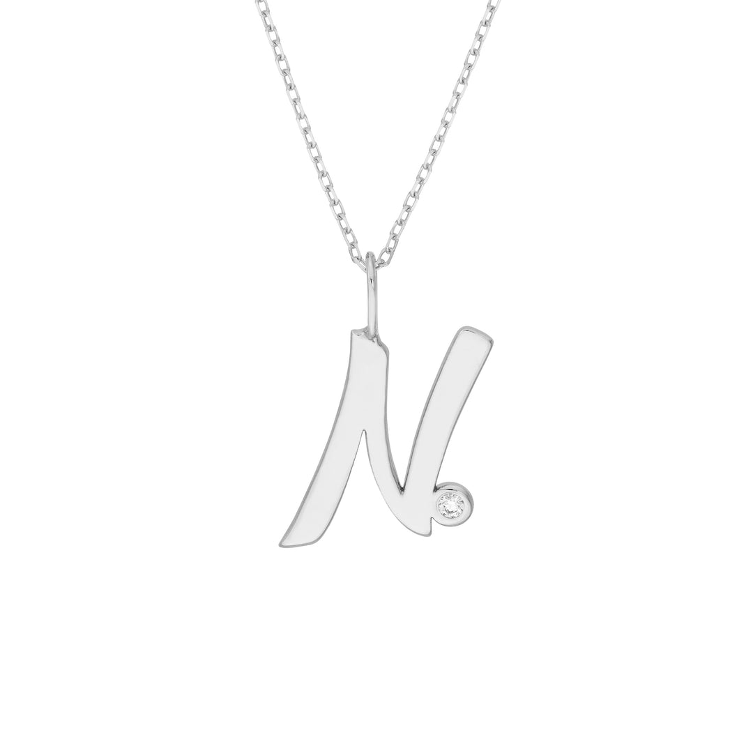 Script N with Diamond Bezel Necklace