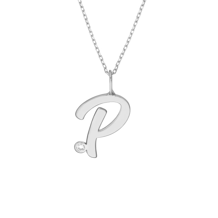 Script P with Diamond Bezel Necklace