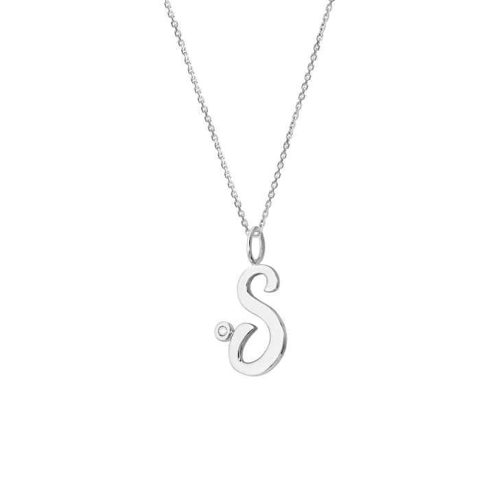 Script S with Diamond Bezel Necklace