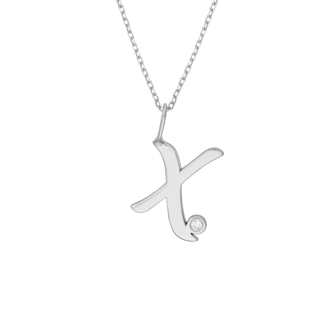 Script X with Diamond Bezel Necklace