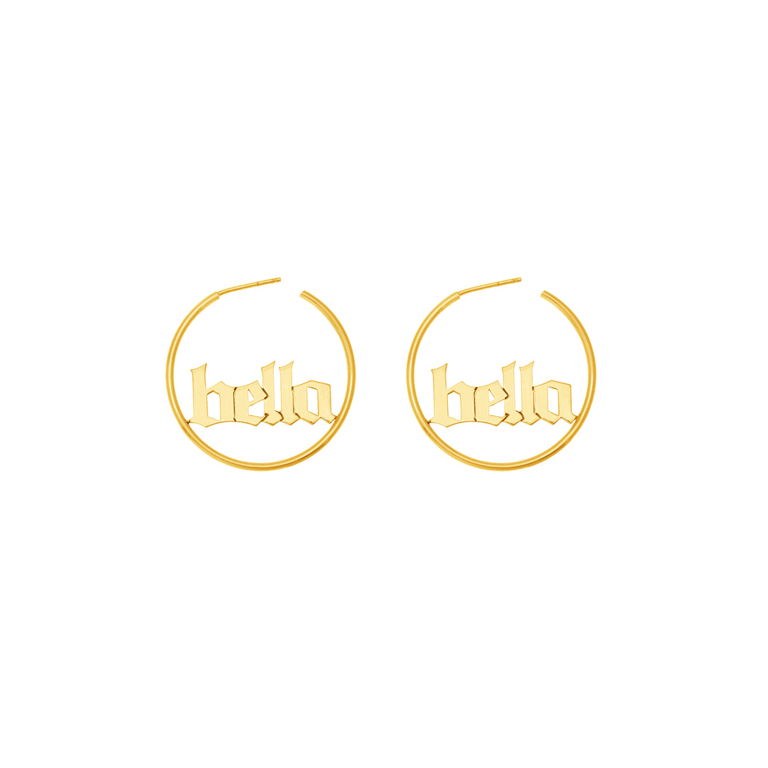 Gothic Nameplate Hoop Earrings