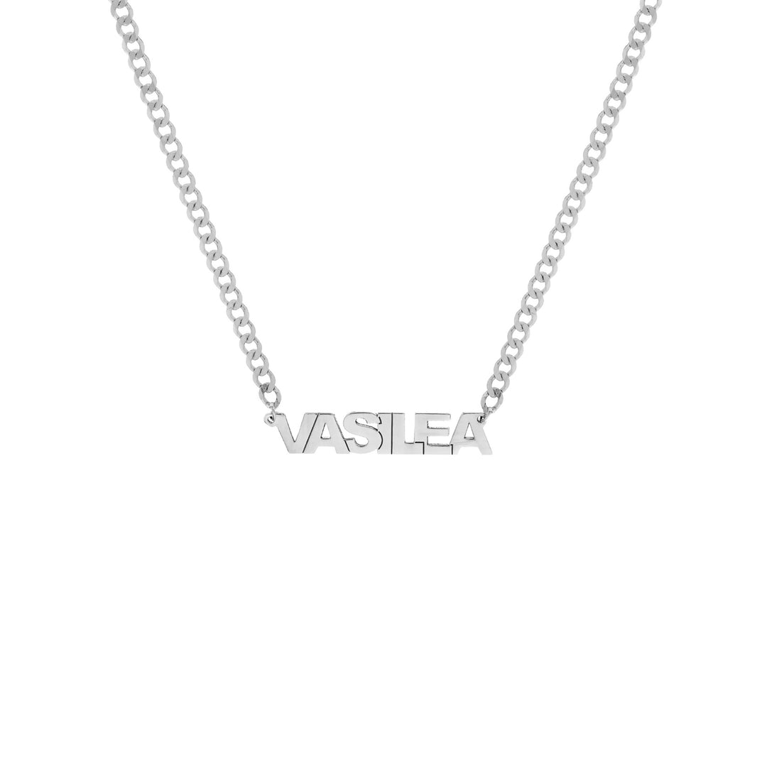 Block Nameplate Curb Chain Necklace