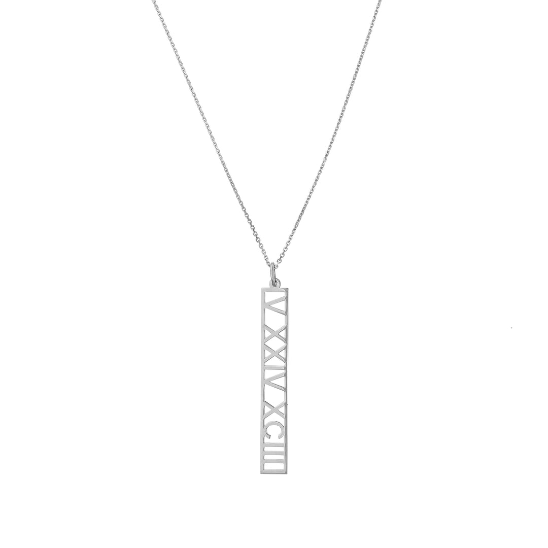 5mm Vertical Roman Numeral Pendant Necklace