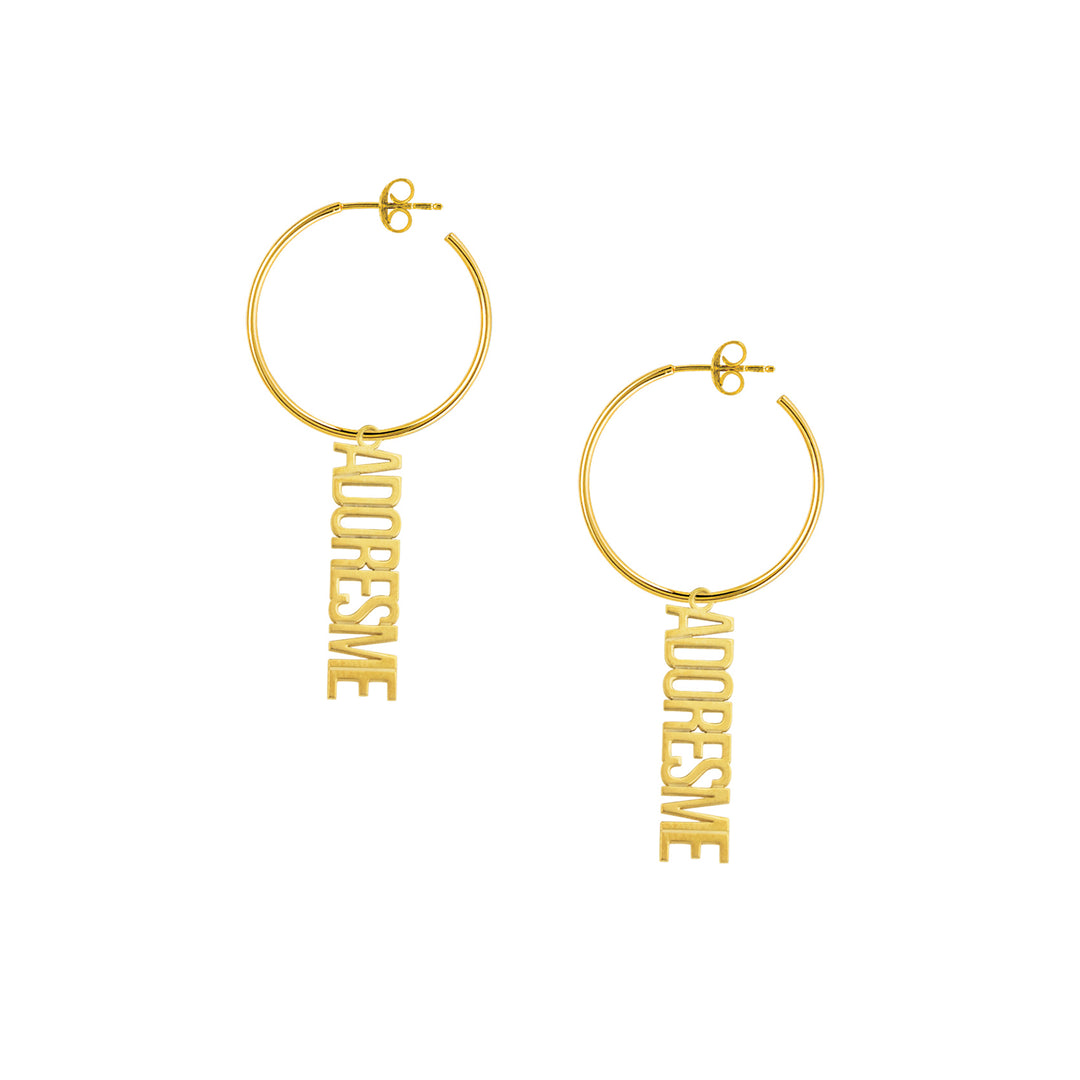 Personalization Vertical Nameplate Hoop Earrings