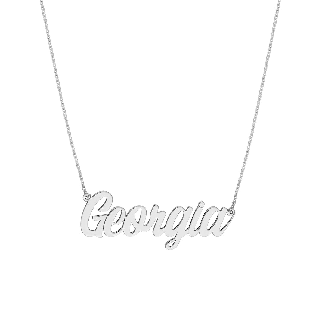 7mm Script Font Nameplate Necklace