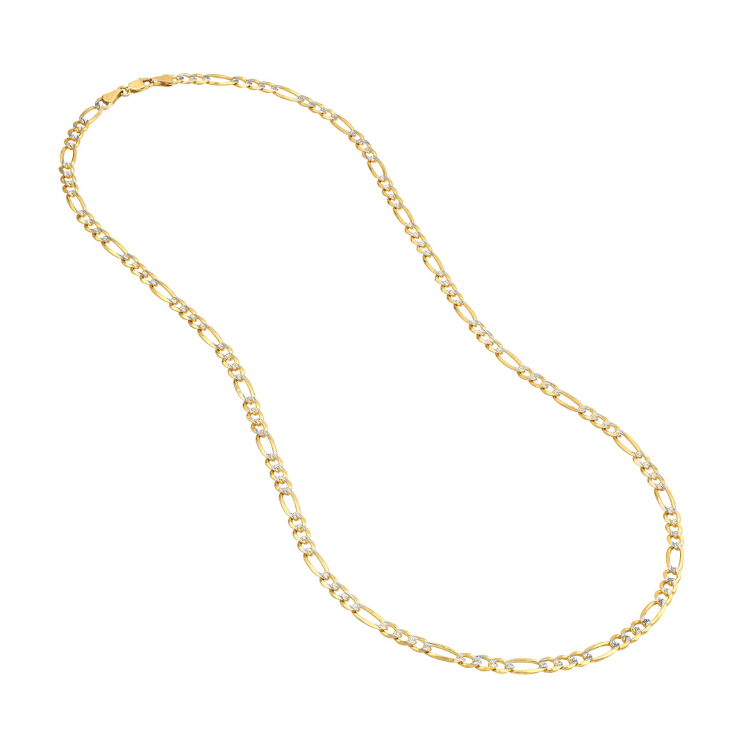 4.75mm Two-Tone Pave Figaro Chain with Lobster Lock