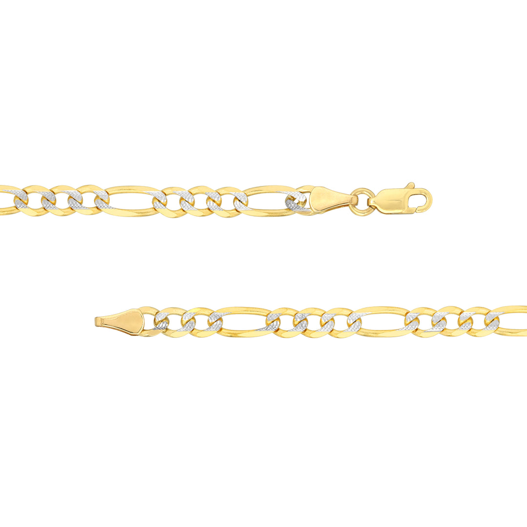 4.75mm Two-Tone Pave Figaro Chain with Lobster Lock