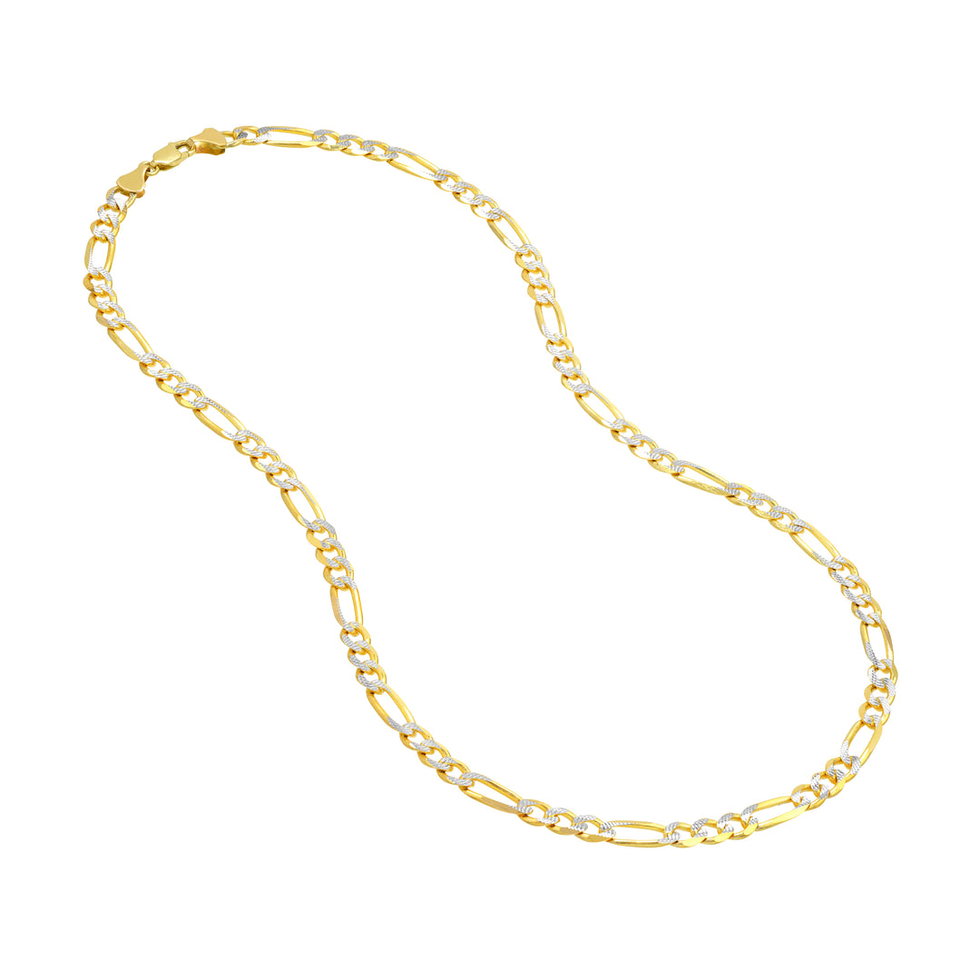 5.8mm Two-Tone Pave Figaro Chain with Lobster Lock