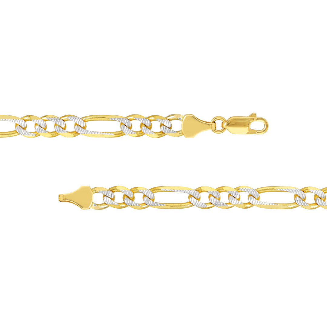 5.8mm Two-Tone Pave Figaro Chain with Lobster Lock