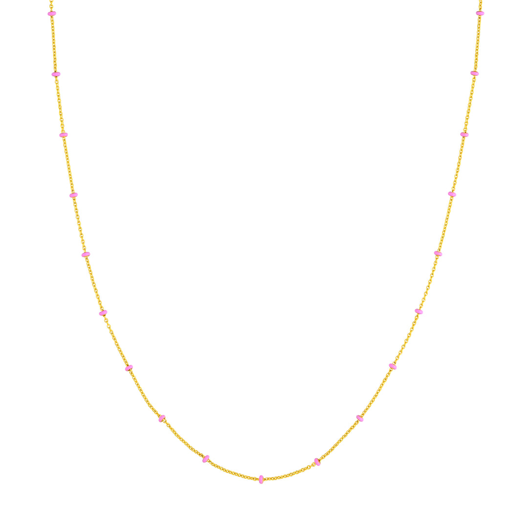 Pink Enamel Bead Saturn Chain