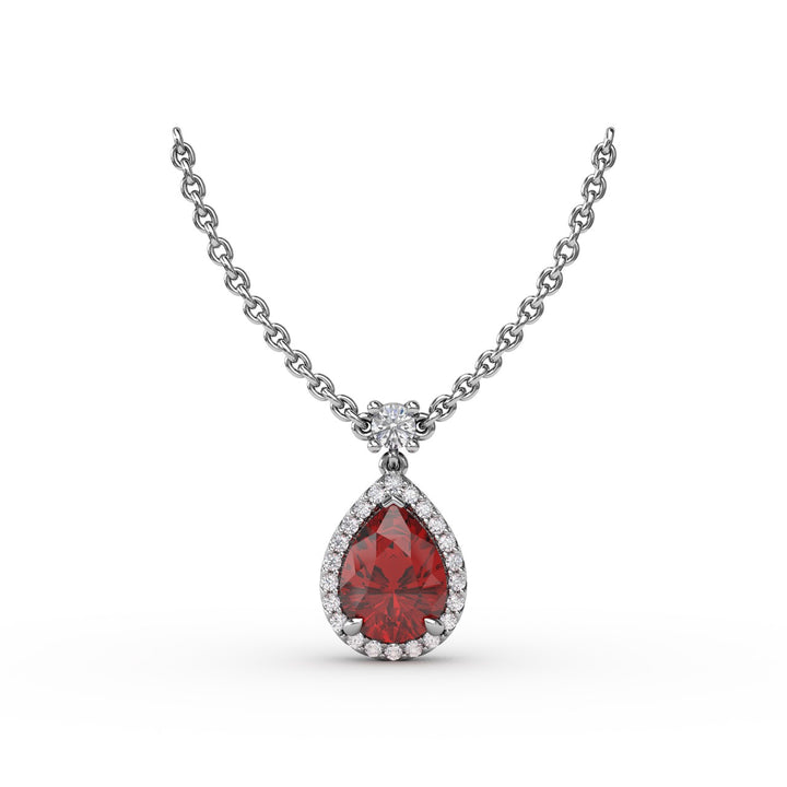 Ruby and Diamond Teardrop Necklace