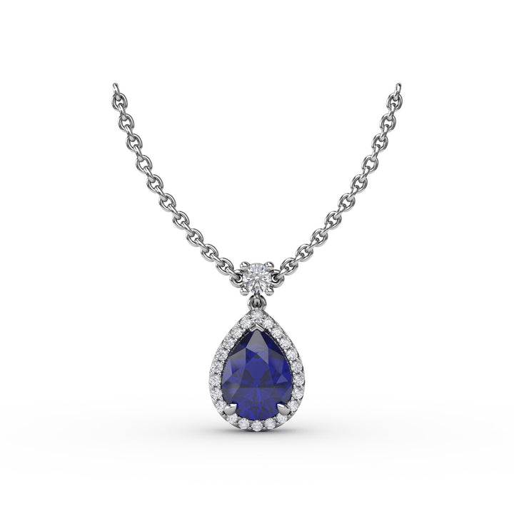 Sapphire and Diamond Teardrop Necklace