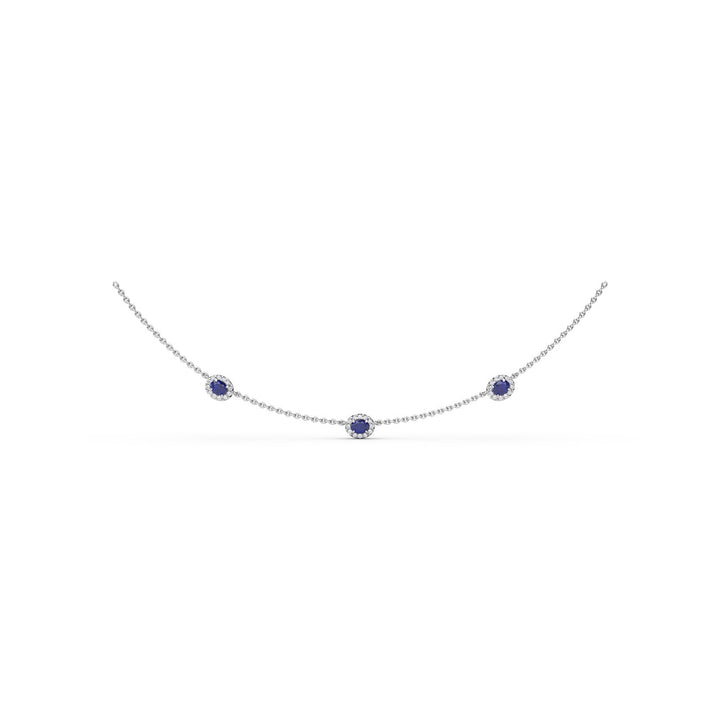 Three Stone Sapphire and Diamond Necklace