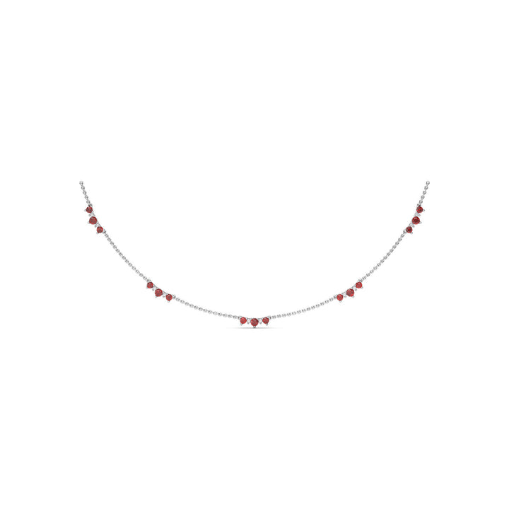 Five Stone Ruby and Diamond Station Necklace