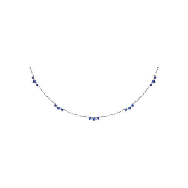 Five Stone Sapphire and Diamond Station Necklace