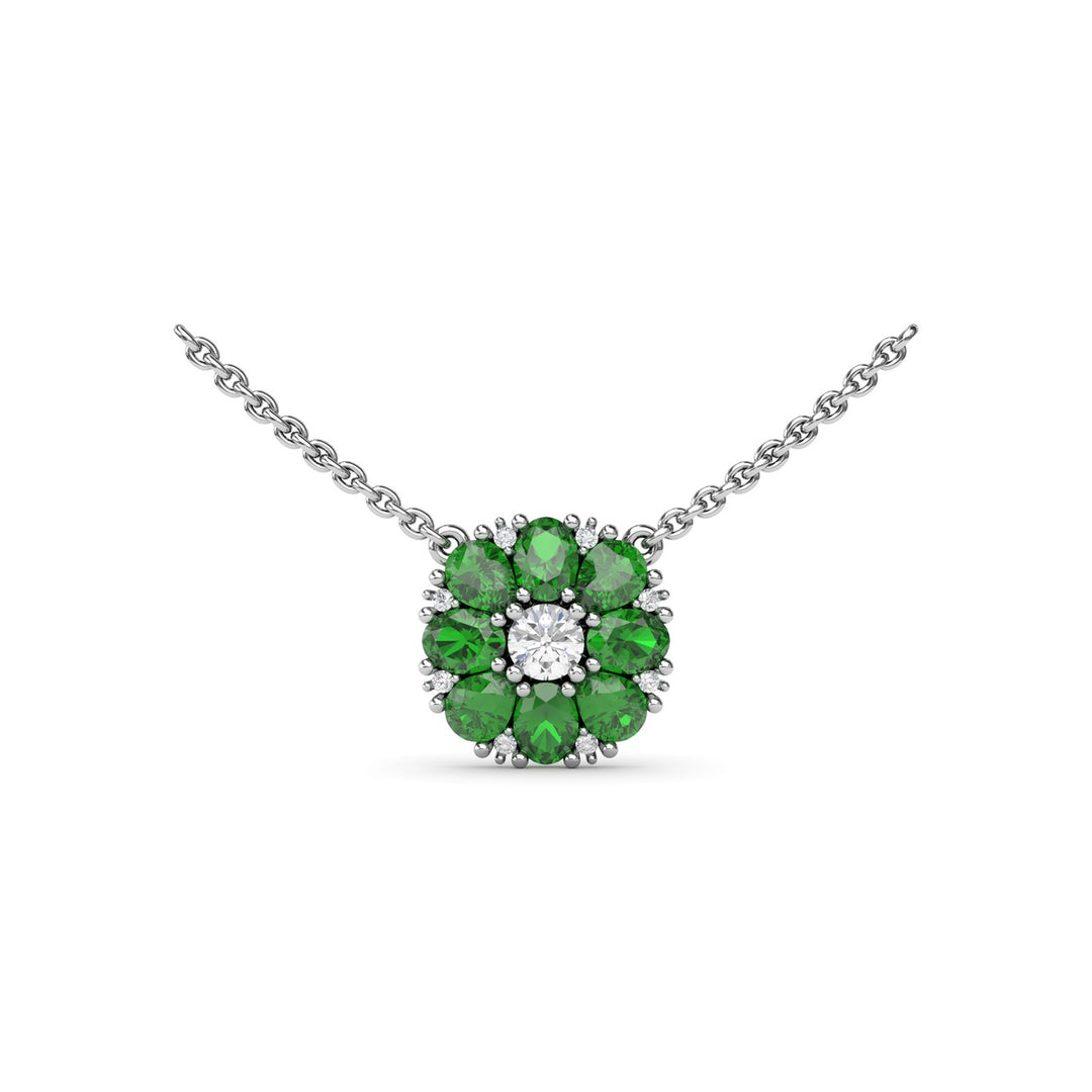 Emerald Flower Cluster Necklace