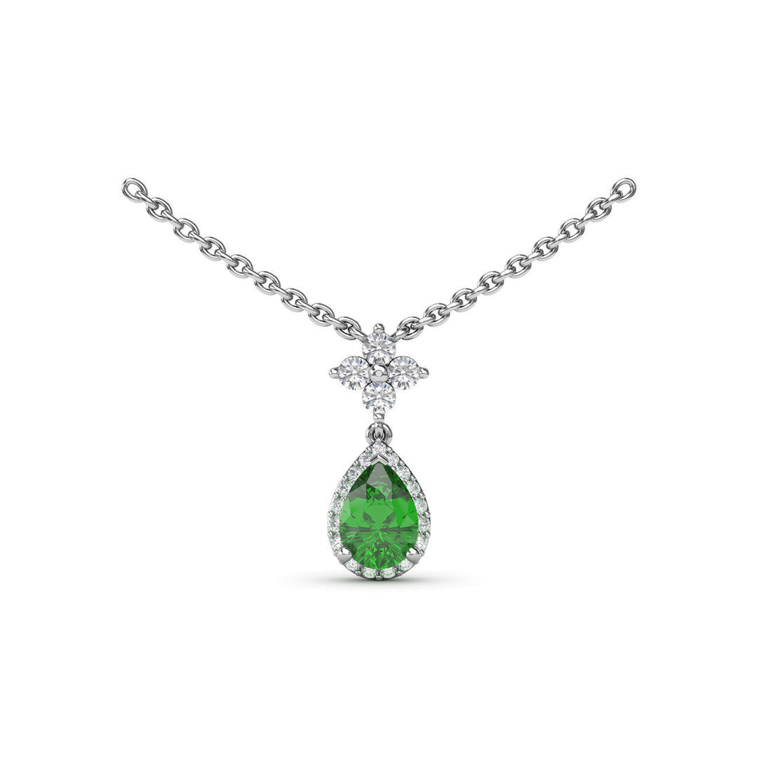 Emerald and Diamond Teardrop Necklace