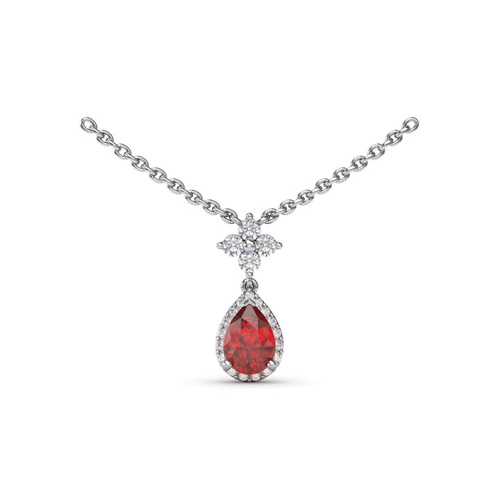 Ruby and Diamond Teardrop Necklace