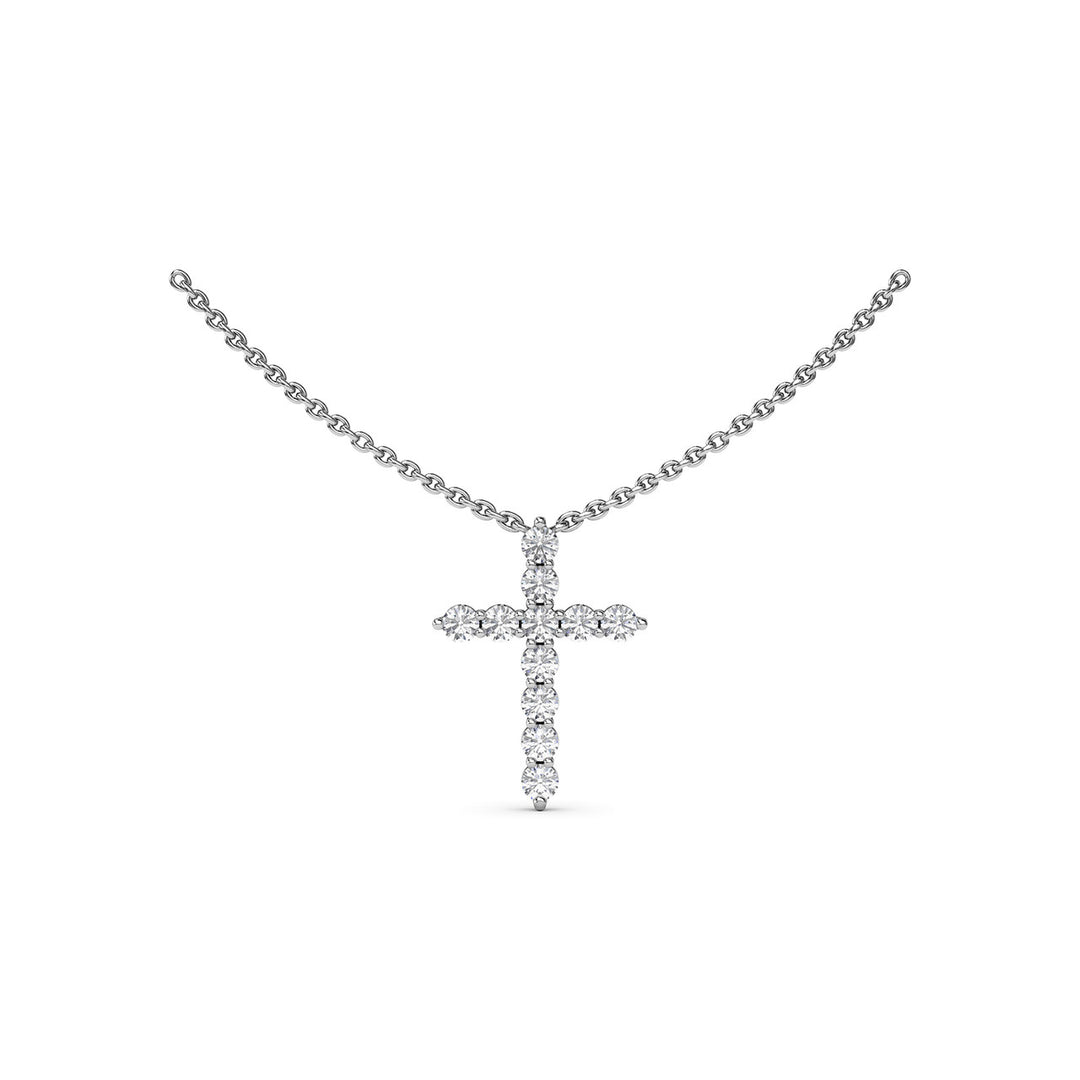 Diamond Prong Cross Necklace