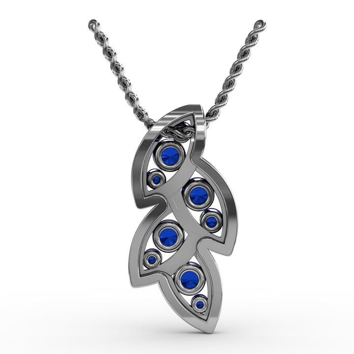 Glam Galore Sapphire and Diamond Leaf Pendant