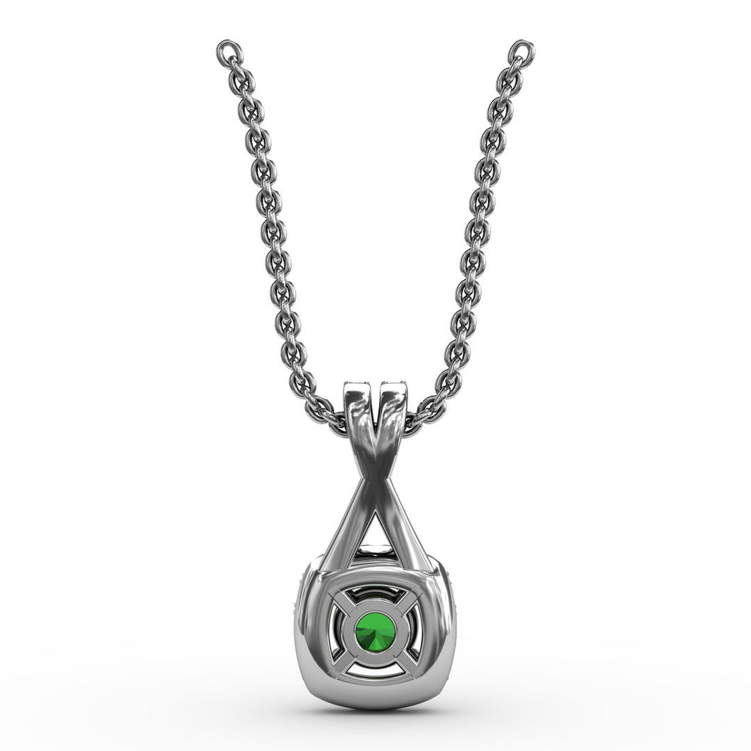 Halo Emerald and Diamond Pendant