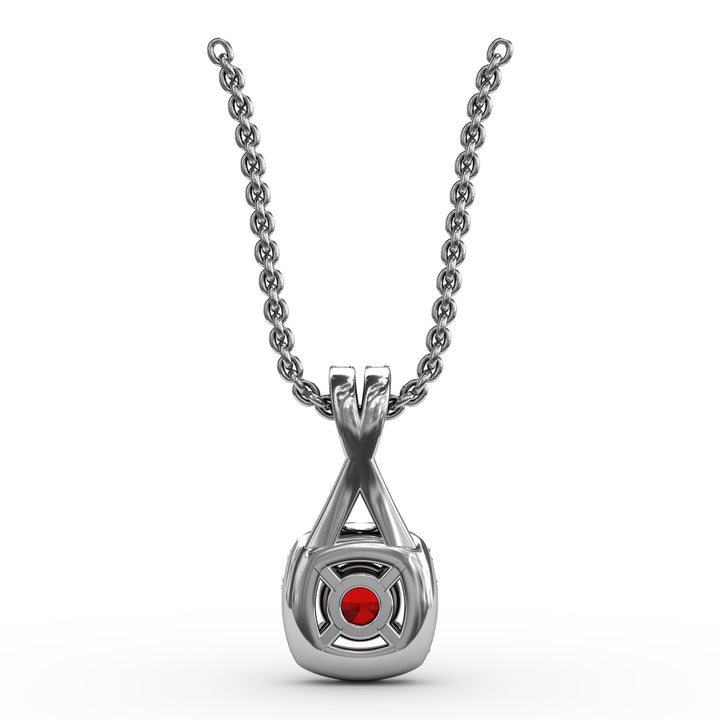 Halo Ruby and Diamond Pendant