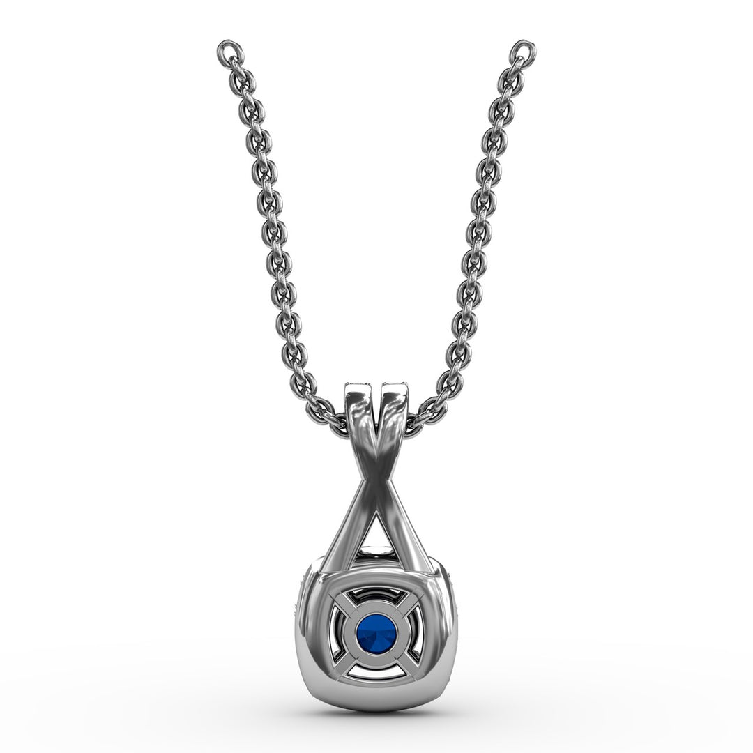 Halo Sapphire and Diamond Pendant