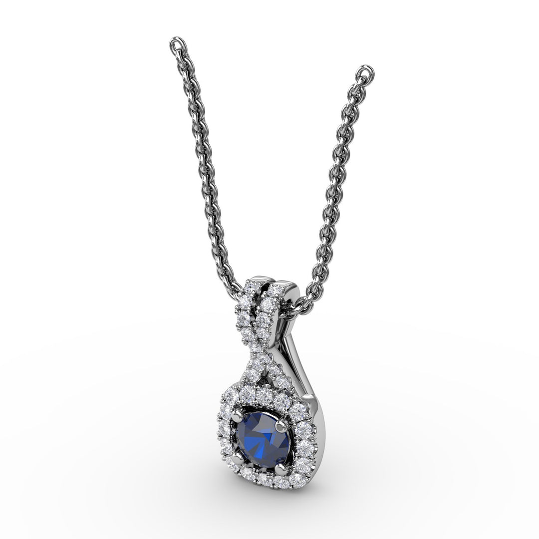 Halo Sapphire and Diamond Pendant