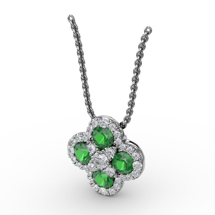 Flower Emerald and Diamond Pendant