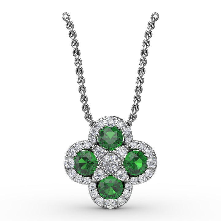 Flower Emerald and Diamond Pendant