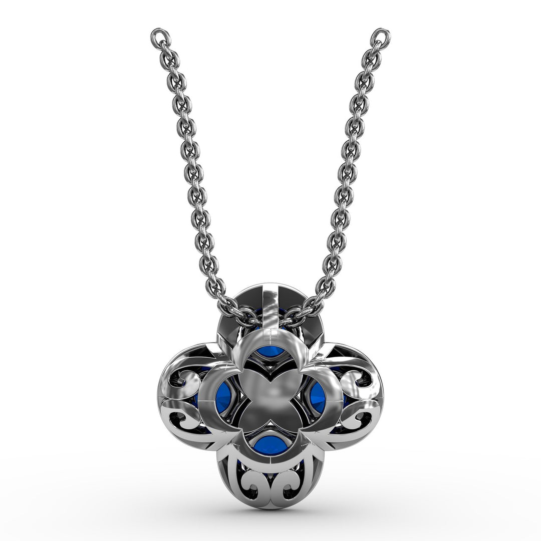 Flower Sapphire and Diamond Pendant