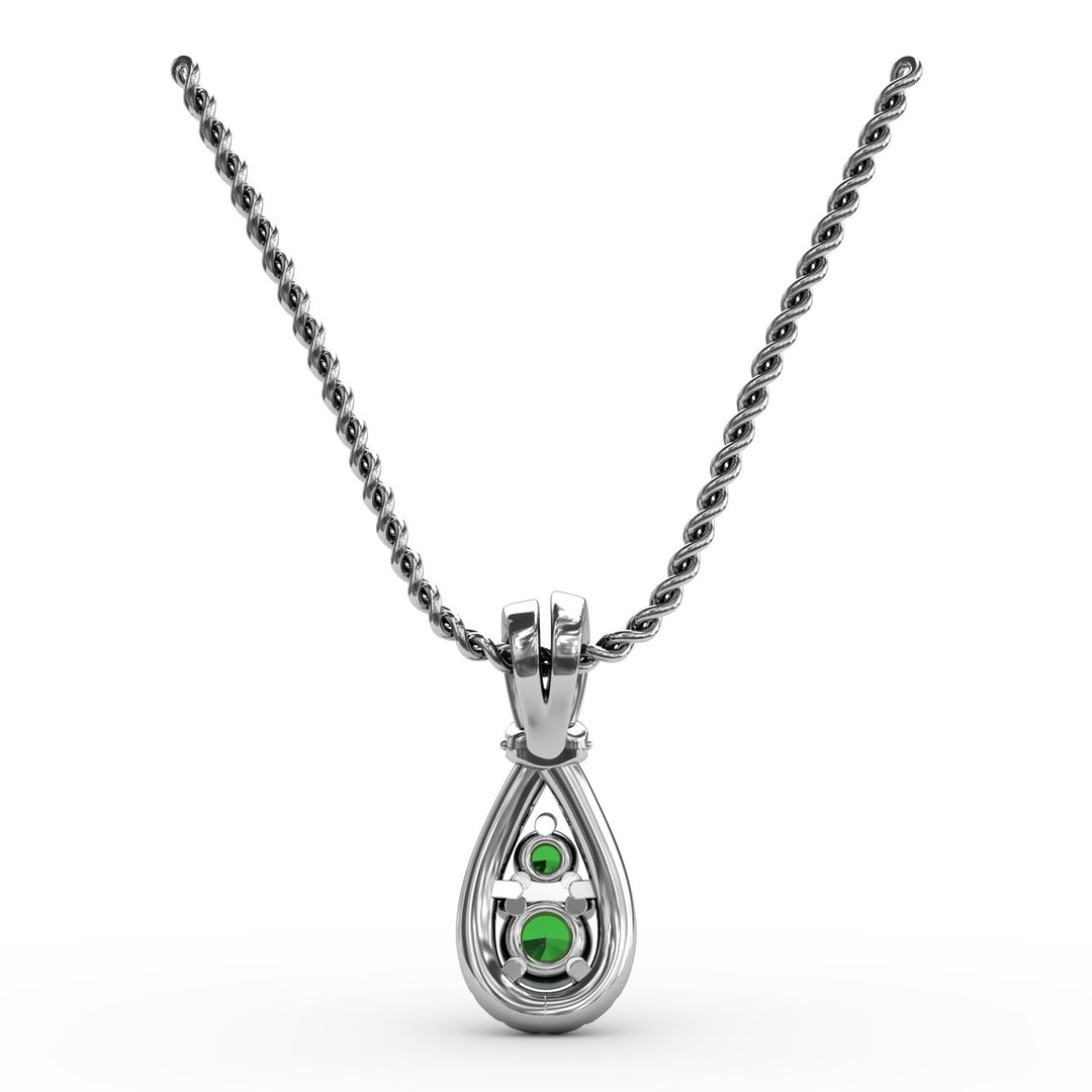 Teardrop Emerald and Diamond Pendant