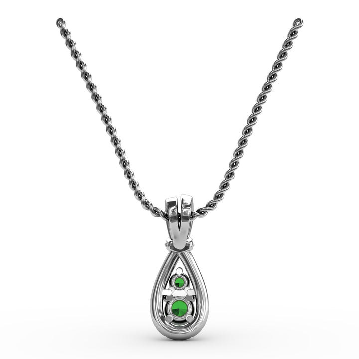 Teardrop Emerald and Diamond Pendant