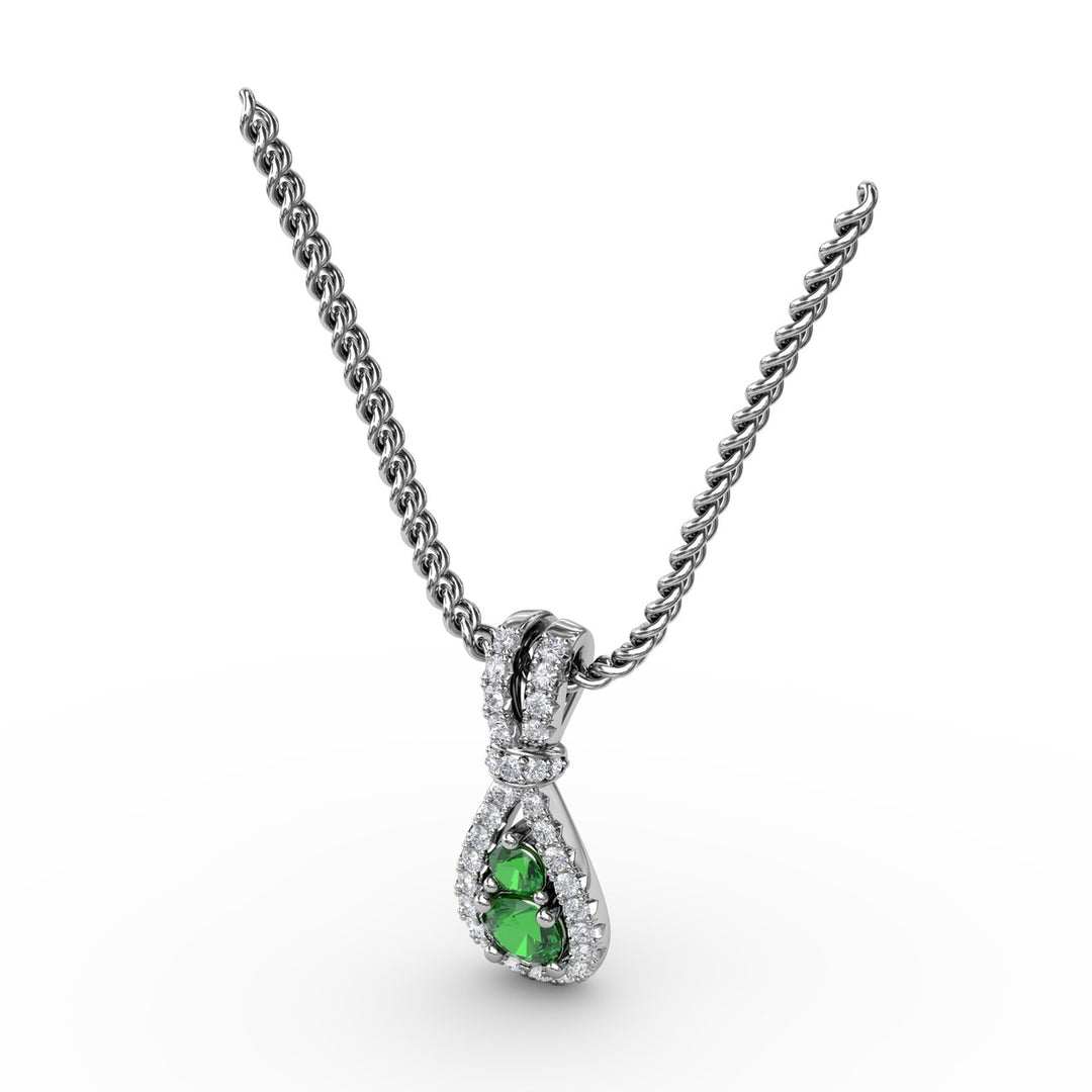 Teardrop Emerald and Diamond Pendant