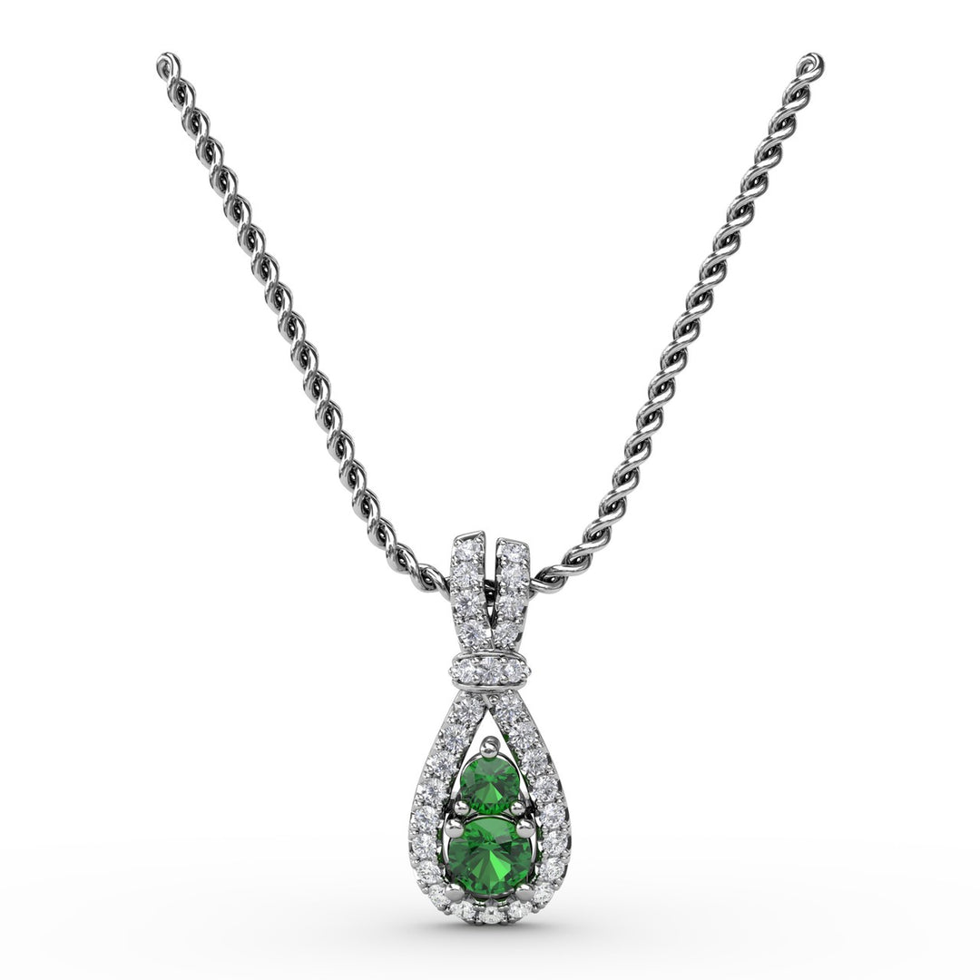 Teardrop Emerald and Diamond Pendant