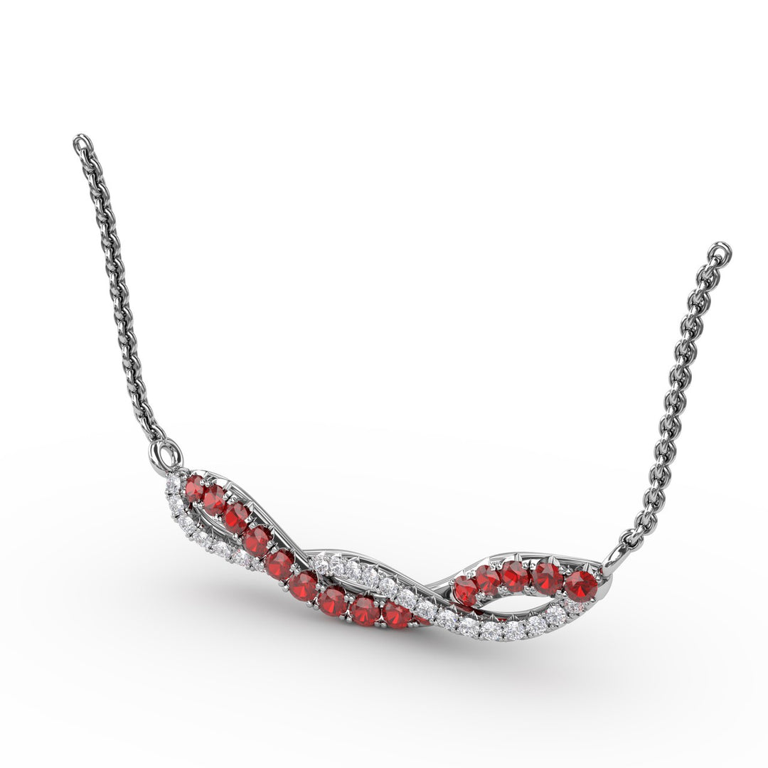 Ruby and Diamond Twist Pendant