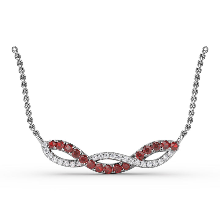 Ruby and Diamond Twist Pendant