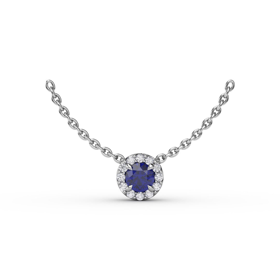 Classic Sapphire and Diamond Pendant Necklace