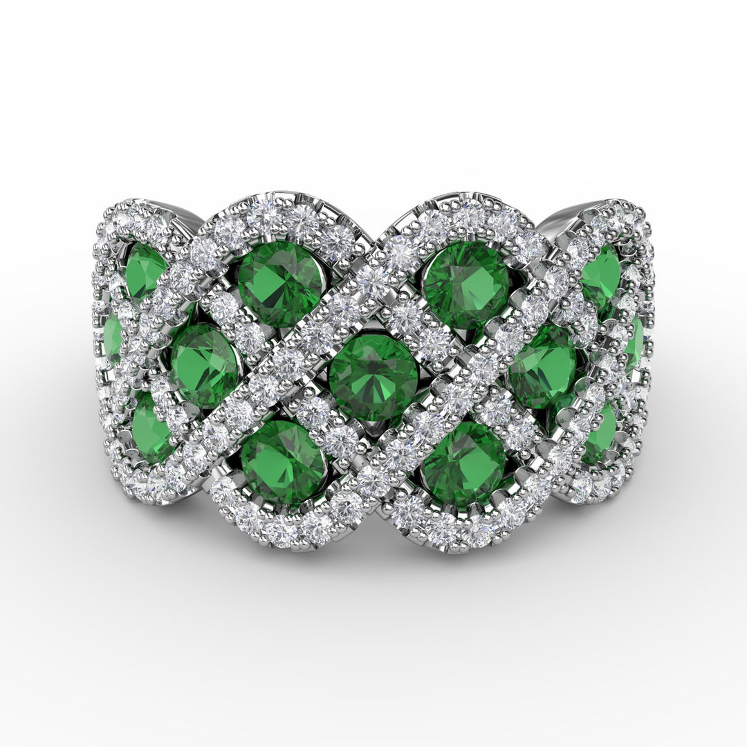 You And Me Emerald And Diamond Interweaving Ring