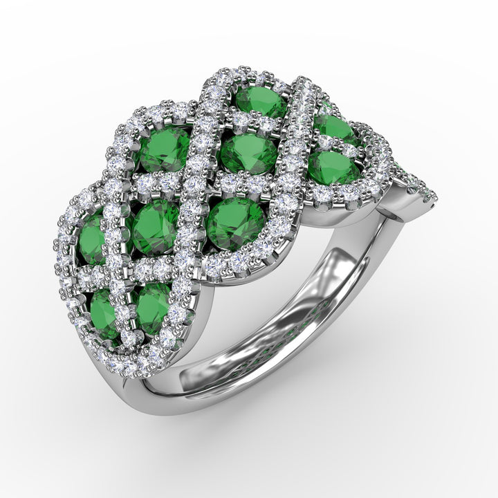 You And Me Emerald And Diamond Interweaving Ring