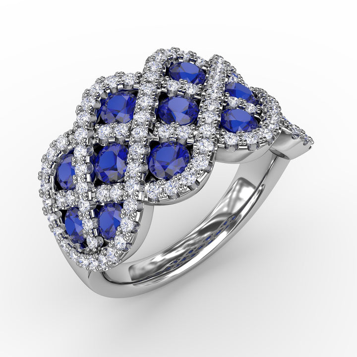 You And Me Sapphire And Diamond Interweaving Ring