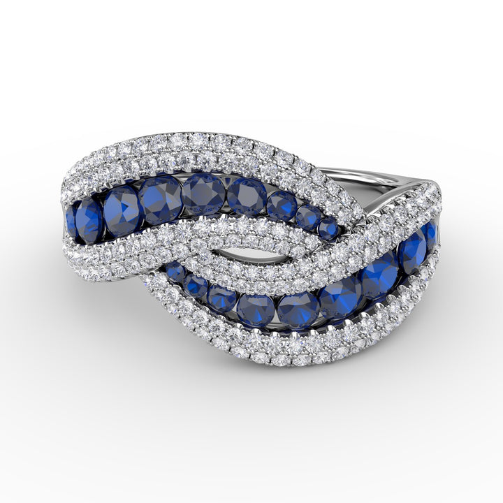 Intertwining Love Sapphire and Diamond Ring