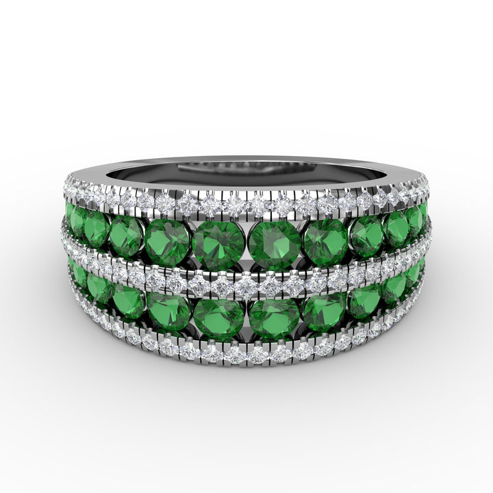 Chasing Bliss Emerald and Diamond Stacked Row Ring