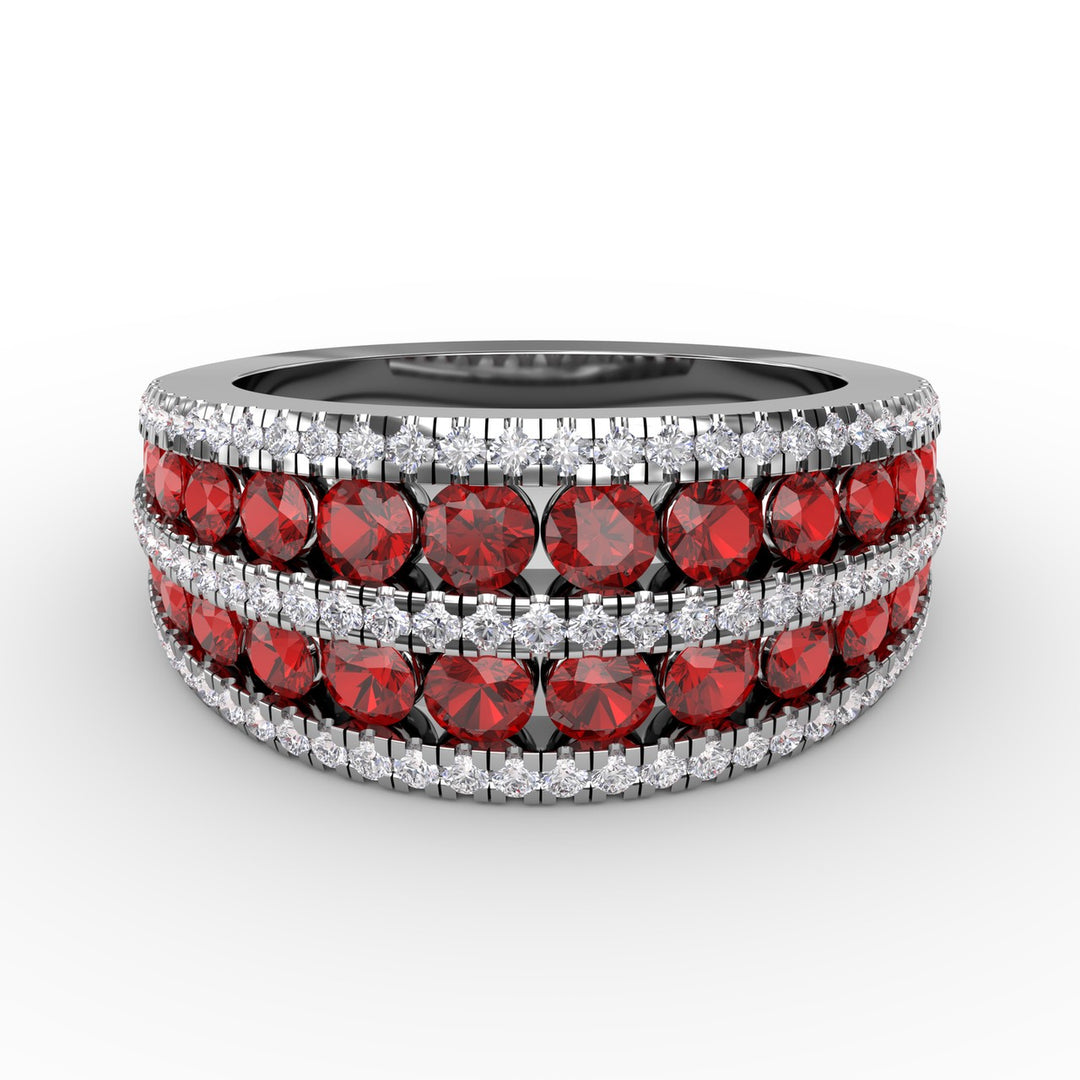 Chasing Bliss Ruby and Diamond Stacked Row Ring