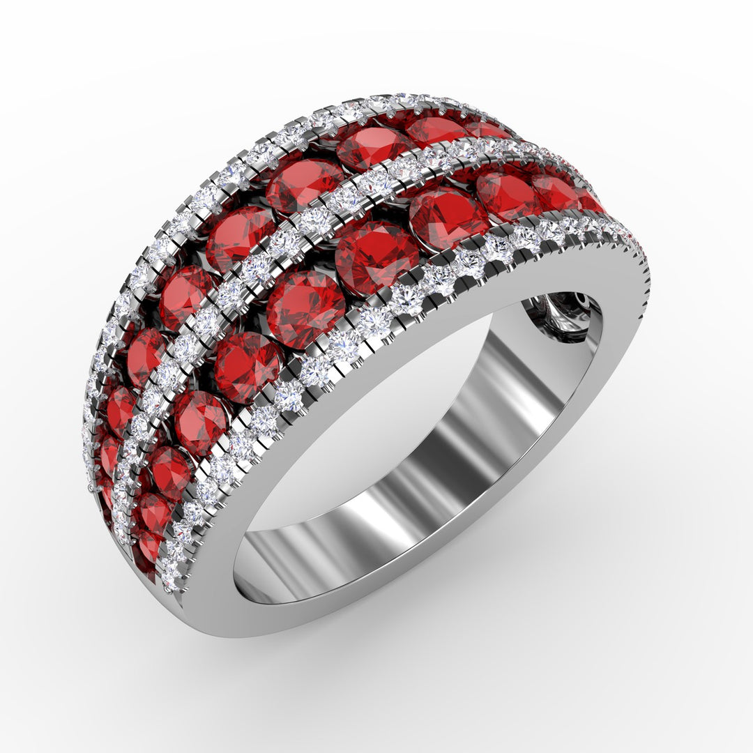 Chasing Bliss Ruby and Diamond Stacked Row Ring